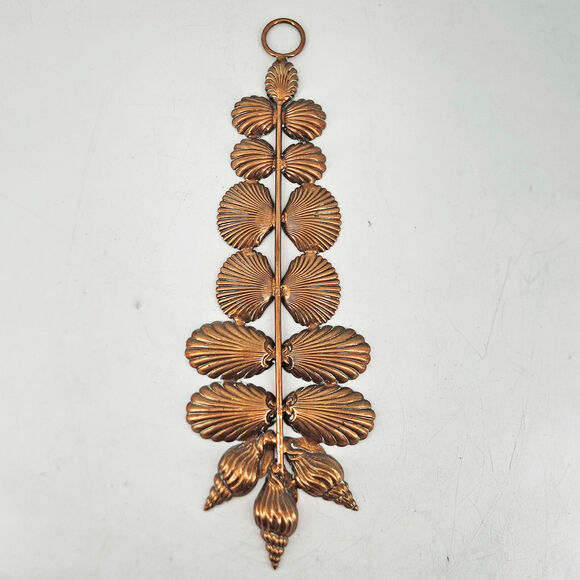 Vintage Copper unique shell seashell wall hanging decor 11"